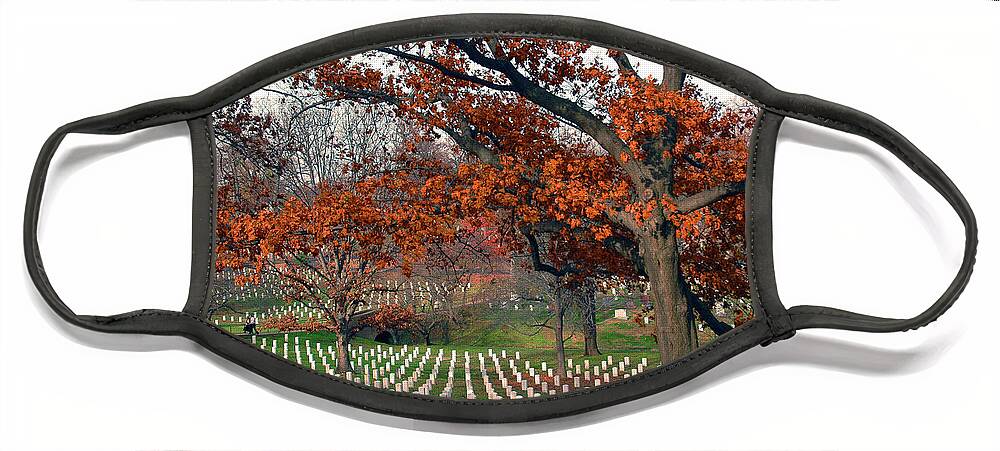 Veteran Face Mask featuring the photograph Arlington Cemetery in Fall by Carolyn Marshall