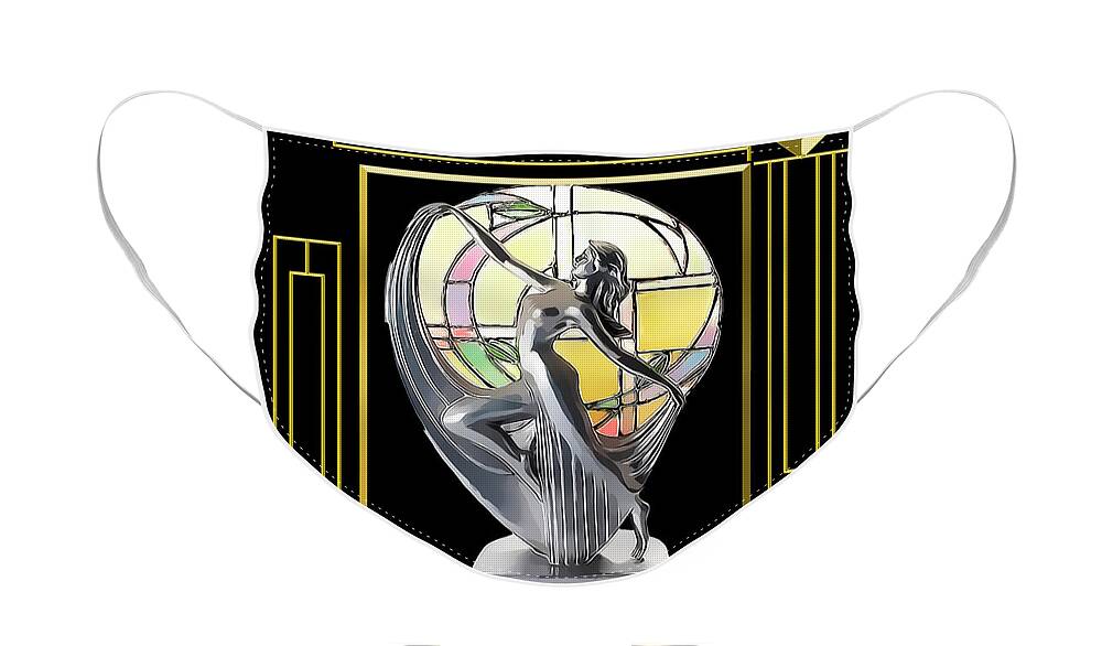 Art Deco Face Mask featuring the digital art Art Deco Lamp - Frame 5 by Chuck Staley