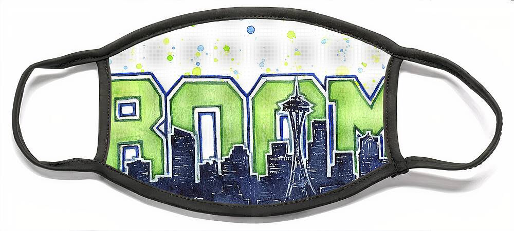 Seattle Face Mask featuring the painting Seattle 12th Man Legion of Boom Painting by Olga Shvartsur