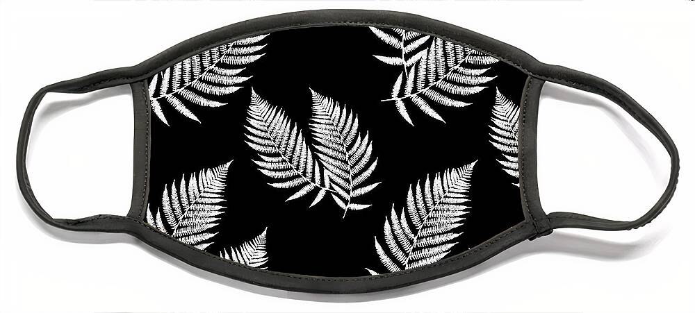 Fern Leaves Face Mask featuring the mixed media Fern Pattern Black and White by Christina Rollo