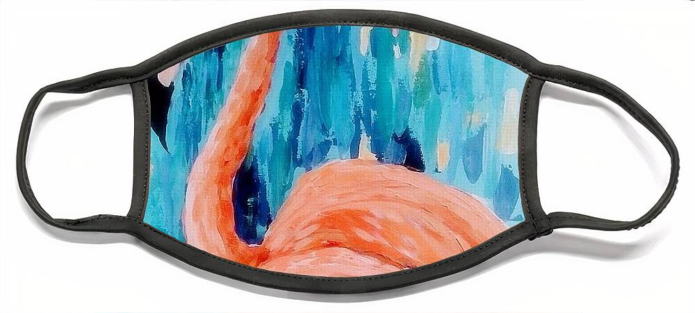 Flamingo Face Mask featuring the painting Aruba Flamingo by Lynne McQueen