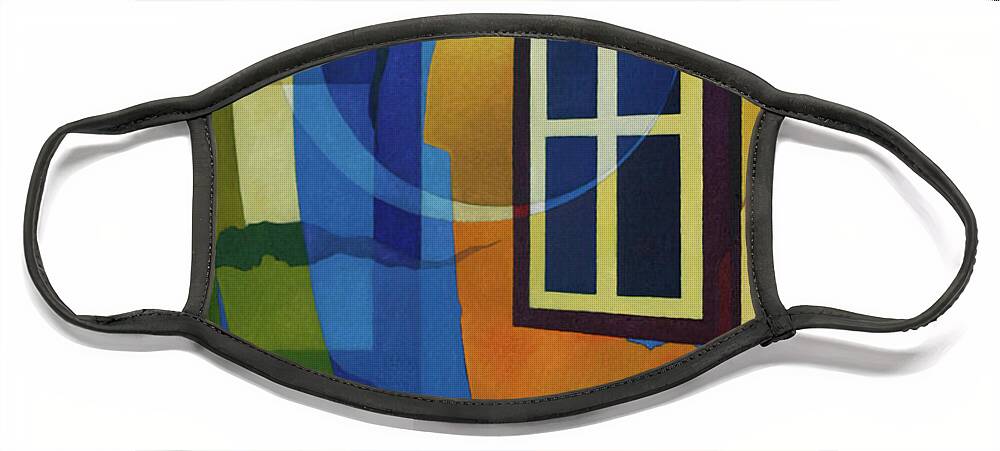 #oil #abstract #geometric #painting #window Face Mask featuring the painting At Amadeo's Window by Alberto DAssumpcao