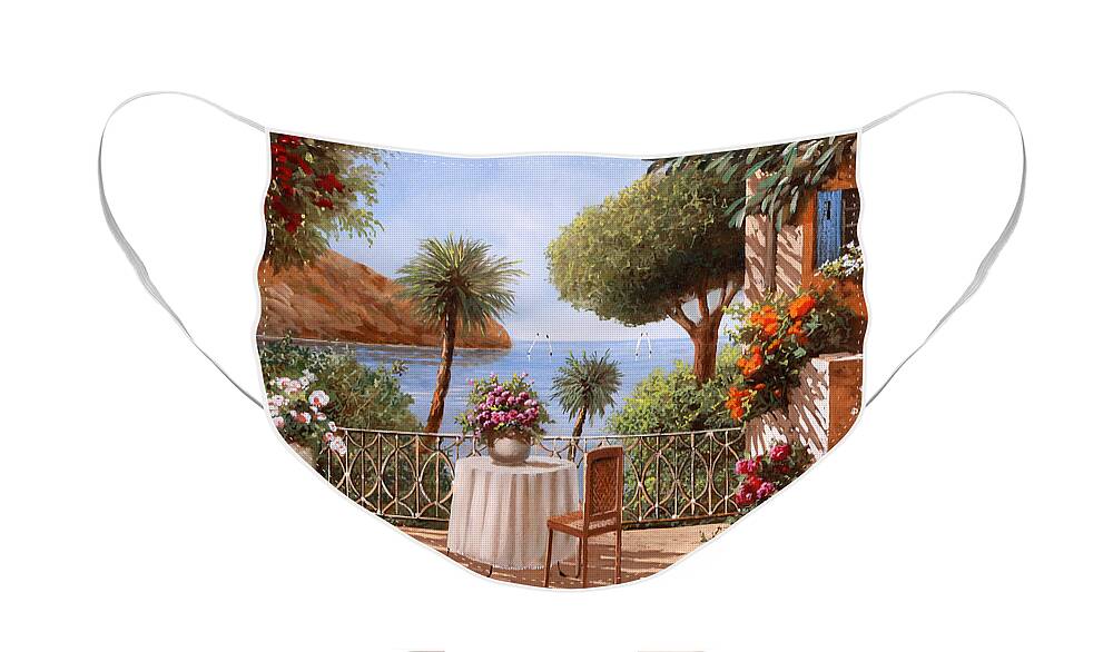 Terrace Face Mask featuring the painting Aspettando Qualcuno by Guido Borelli