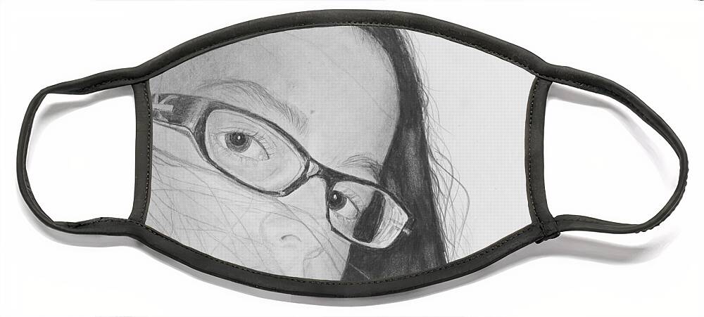 Portrait Face Mask featuring the drawing Attitude by Quwatha Valentine