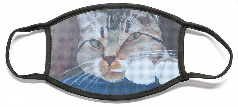 Cat Face Mask featuring the painting Austin by Paula Pagliughi