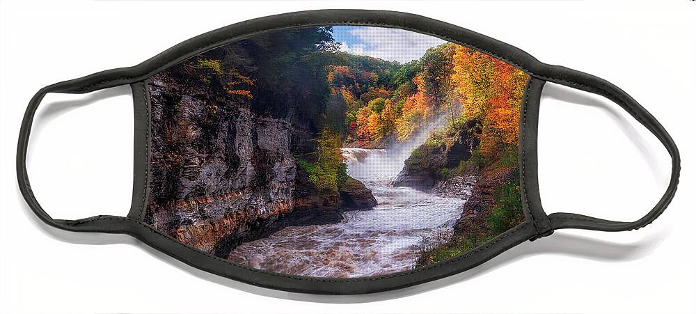 Fall Face Mask featuring the photograph Autumn At Lower Falls by Mark Papke