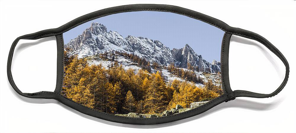 Mountain Landscape Face Mask featuring the photograph Autumn in the French Alps by Paul MAURICE