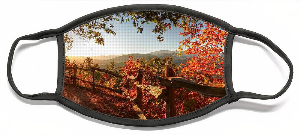 Autumn Landscape From Cataloochee In The Great Smoky Mountains National Park Face Mask featuring the photograph Autumn Landscape from Cataloochee in the Great Smoky Mountains National Park by Carol Montoya