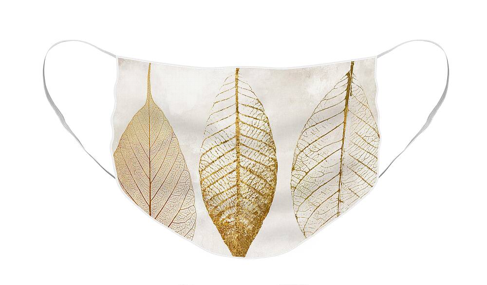 Leaf Face Mask featuring the painting Autumn Leaves III Fallen Gold by Mindy Sommers