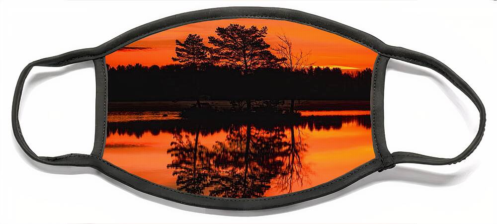 Upnorth Face Mask featuring the photograph Autumn Sunrise Over Boom Lake by Dale Kauzlaric
