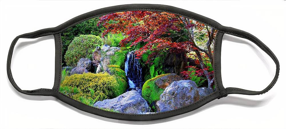 Autumn Waterfall Face Mask featuring the photograph Autumn Waterfall by Carol Groenen