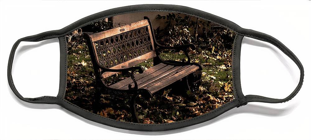 Bench Face Mask featuring the photograph Autumnal Solace by Leon deVose