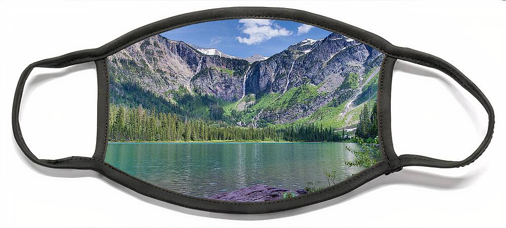 Avalanche Lake Face Mask featuring the photograph Avalanche Lake by Adam Mateo Fierro
