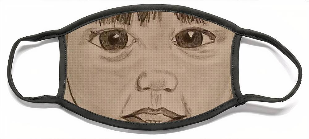 Baby Face Mask featuring the drawing Avalon by Ali Baucom