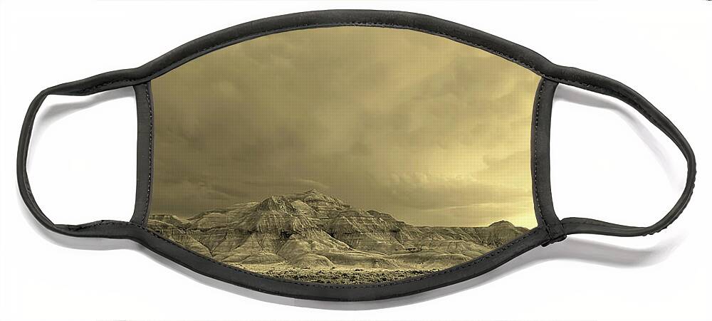 Approaching Storm; Badlands; Clouds; Desert; Dusty; Landscape; Range; Sage Brush; West; Wild West; Face Mask featuring the photograph Badlands ii by David Andersen