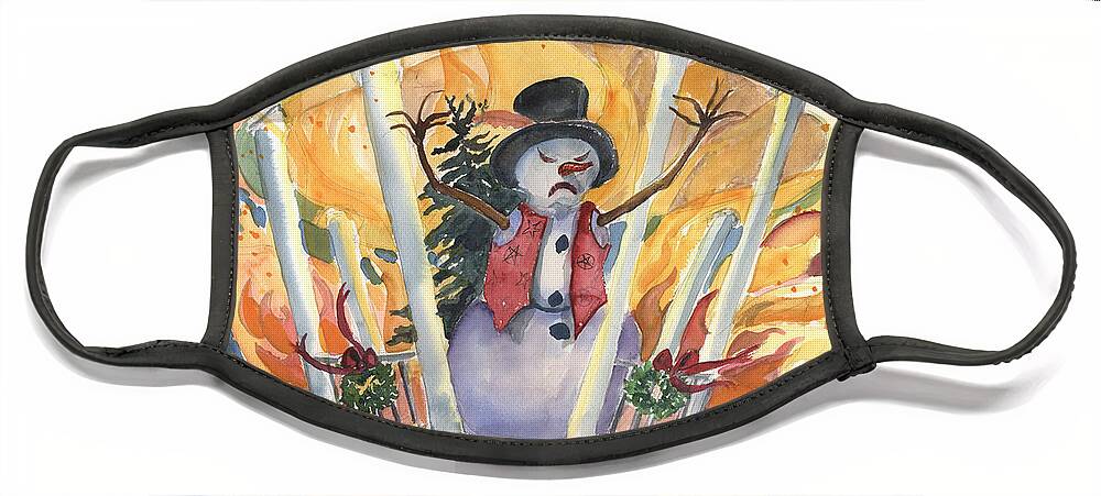 Angry Face Mask featuring the painting Bah Humbug by Cori Caputo