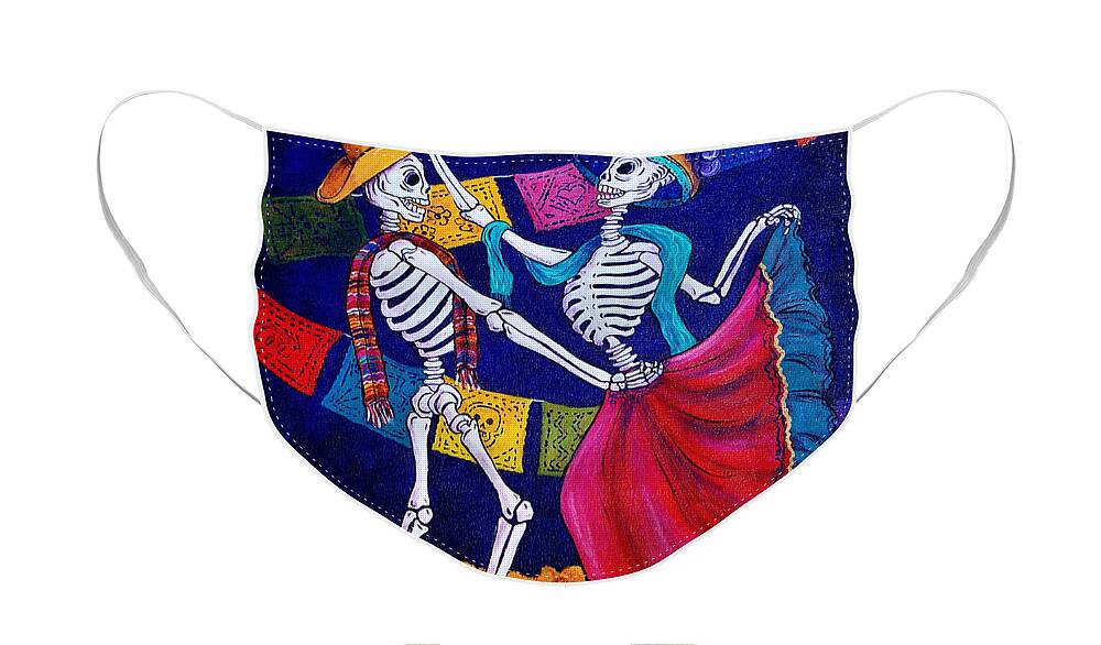 Dia De Los Muertos Face Mask featuring the painting Bailando by Candy Mayer