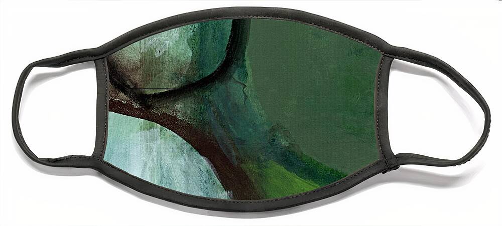 Abstract Face Mask featuring the painting Balancing Stones by Linda Woods