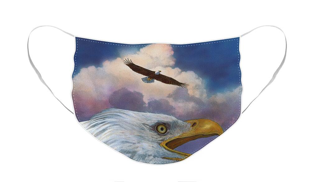 Eagle Face Mask featuring the painting Bald Eagles by John Dyess