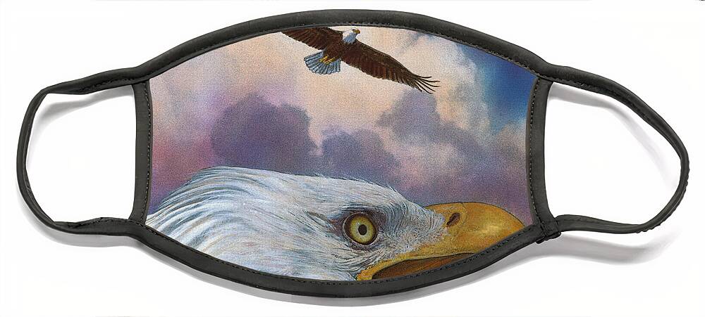 Eagle Face Mask featuring the painting Bald Eagles by John Dyess