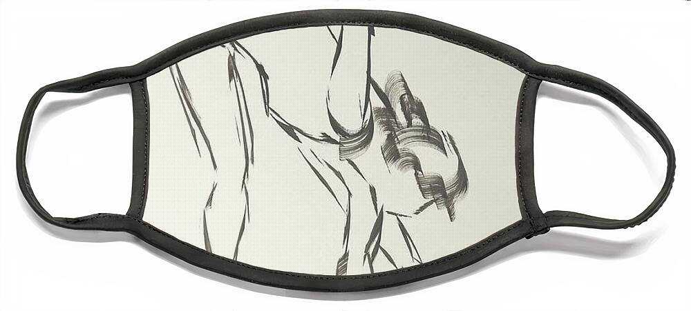 Ballet Face Mask featuring the painting Ballet dancer bending and stretching by Mike Jory