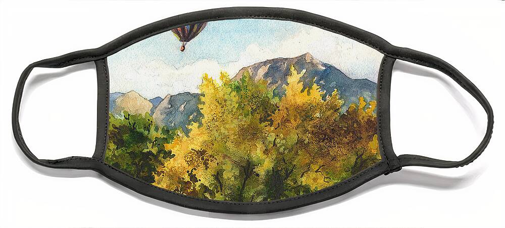 Hot Air Balloons Painting Face Mask featuring the painting Balloons at Twin Lakes by Anne Gifford