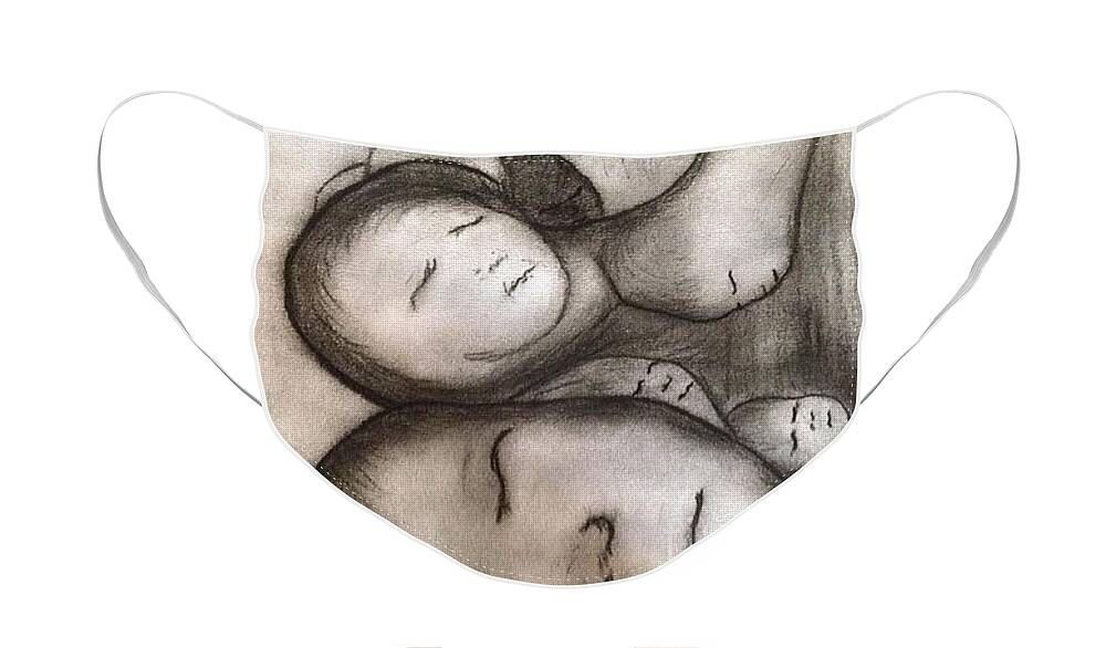 Babies Face Mask featuring the drawing Band of babies by Lisa Koyle