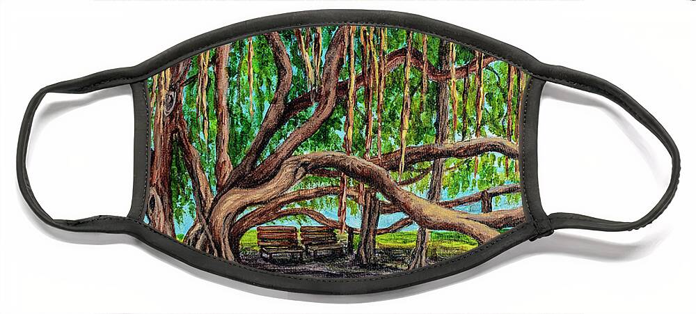 Banyan Tree Park Face Mask featuring the painting Banyan Tree Park by Darice Machel McGuire