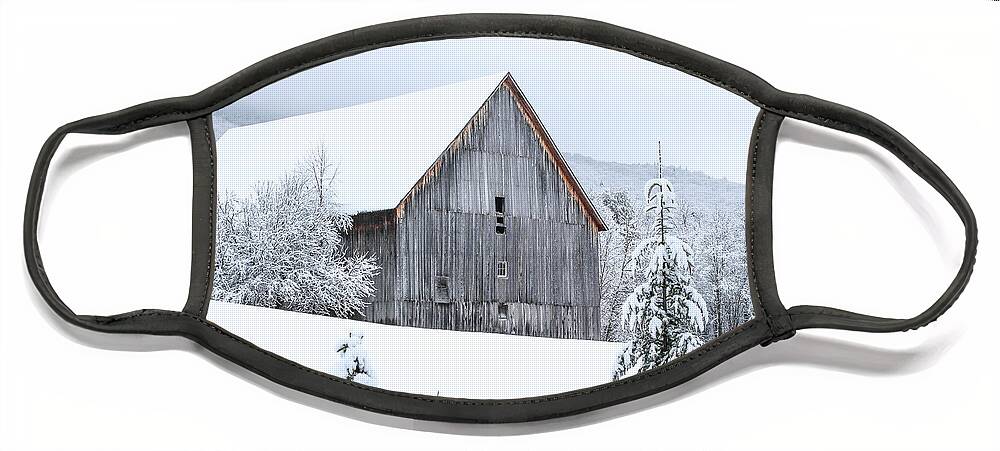 Barn Face Mask featuring the photograph Barn After Snow by Tim Kirchoff