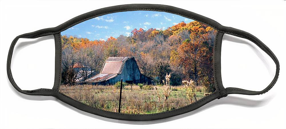 Landscape Face Mask featuring the photograph Barn in Liberty MO by Steve Karol
