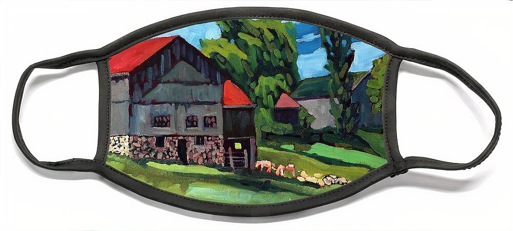 814 Face Mask featuring the painting Barn Roofs by Phil Chadwick