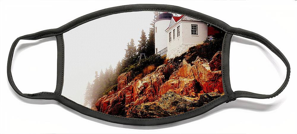 Bass Harbor Light Face Mask featuring the photograph Bass Harbor Light by Imagery-at- Work