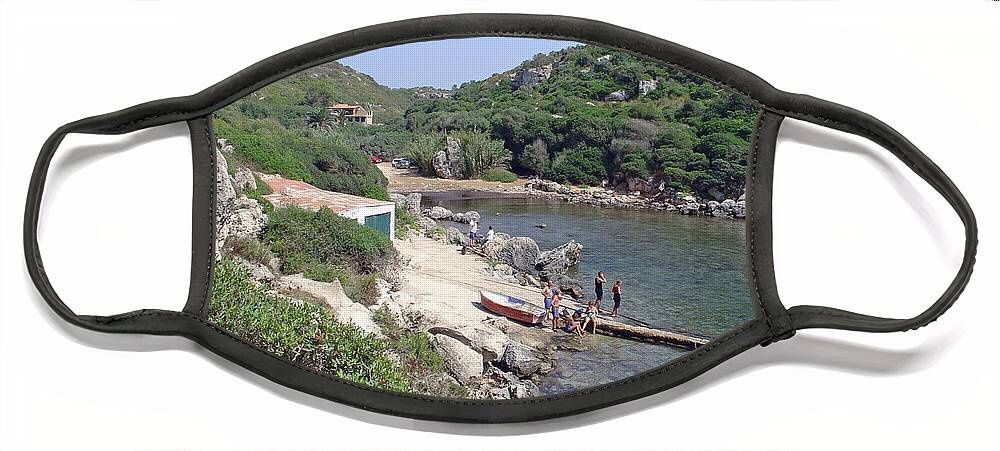 Europe Face Mask featuring the photograph Bathers at Cales Coves by Rod Johnson