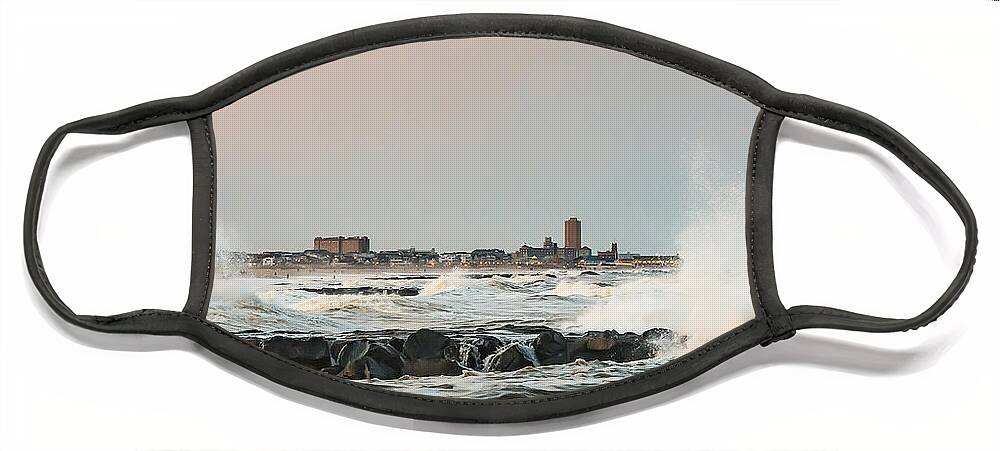 Shark River Inlet Face Mask featuring the photograph Battering The Shark River Inlet by Gary Slawsky
