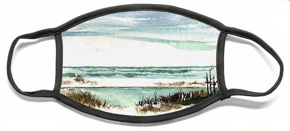 Gulf Of Mexico Face Mask featuring the painting Battery Payne Fort Pickens Florida by Paul Gaj