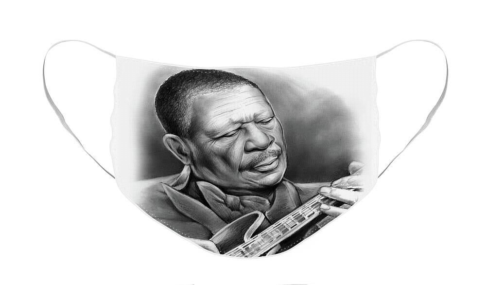 Bb King Face Mask featuring the drawing BB King by Greg Joens