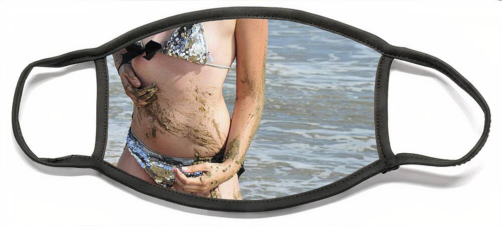 Girl Face Mask featuring the photograph Beach at play by Robert WK Clark