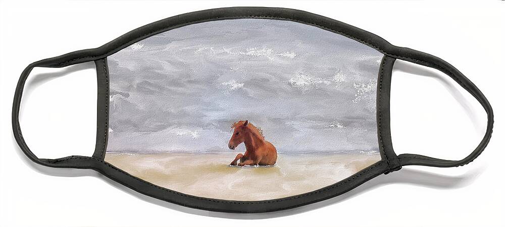 Horse Face Mask featuring the digital art Beach Baby by Lois Bryan