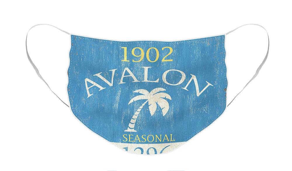 Beach Face Mask featuring the painting Beach Badge Avalon by Debbie DeWitt