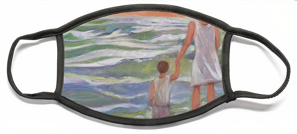 Mother Face Mask featuring the painting Beach Boy by Laura Lee Cundiff