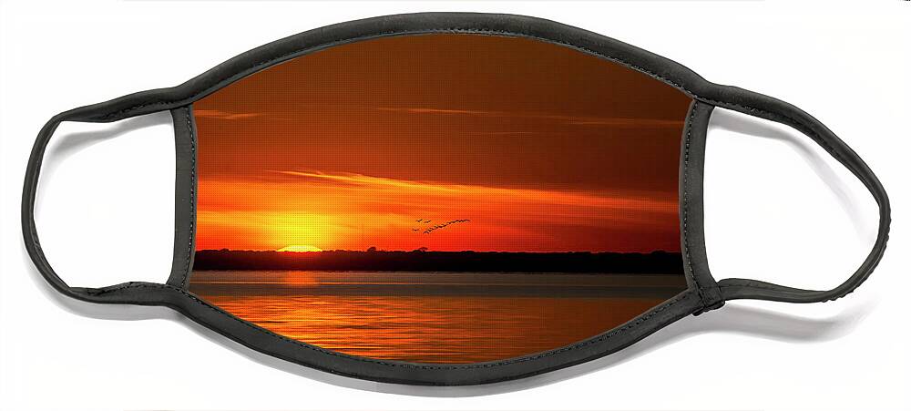 Sunset Face Mask featuring the photograph Beach Sunset by Cathy Kovarik