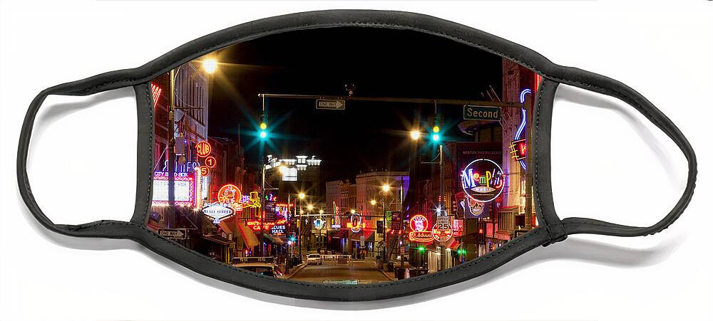 Memphis Face Mask featuring the photograph Beale Street in Downtown Memphis Tennessee by Anthony Totah