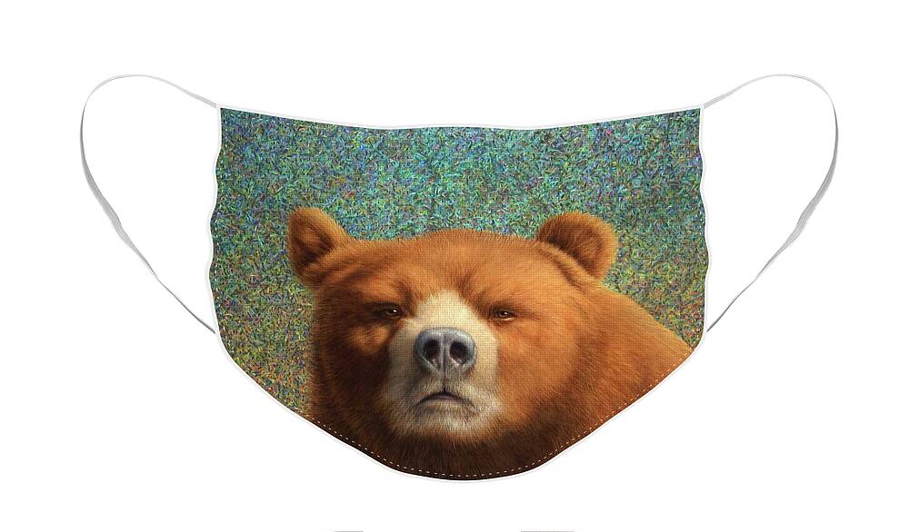Bear Face Mask featuring the painting Bearish by James W Johnson