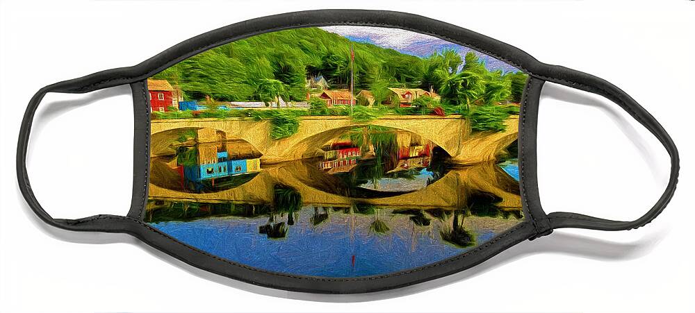 Painting Face Mask featuring the painting Beautiful Bridge of Flowers by Mitchell R Grosky