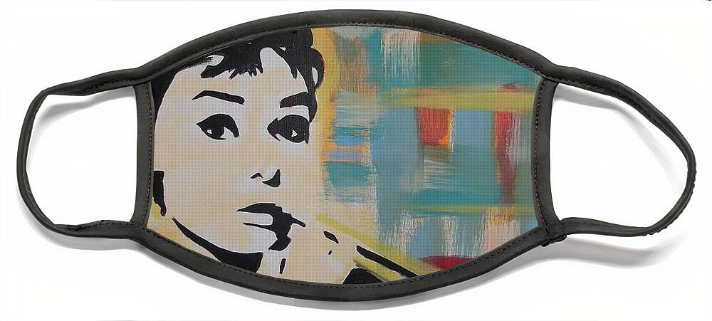 Audrey Hepburn Face Mask featuring the painting Beautiful Hepburn by Antonio Moore