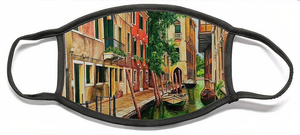 Venice Canal Face Mask featuring the painting Beautiful Side Canal In Venice by Charlotte Blanchard