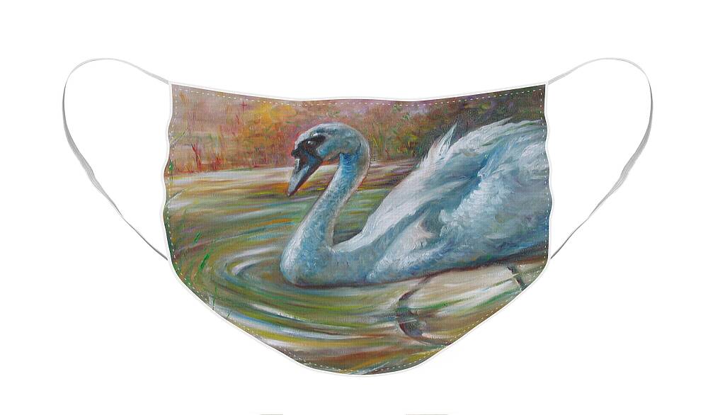 Swan Face Mask featuring the painting Beauty in The Battle by Sukalya Chearanantana