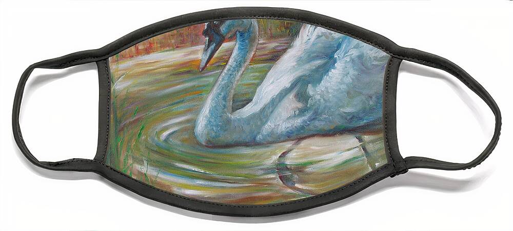 Swan Face Mask featuring the painting Beauty in The Battle by Sukalya Chearanantana