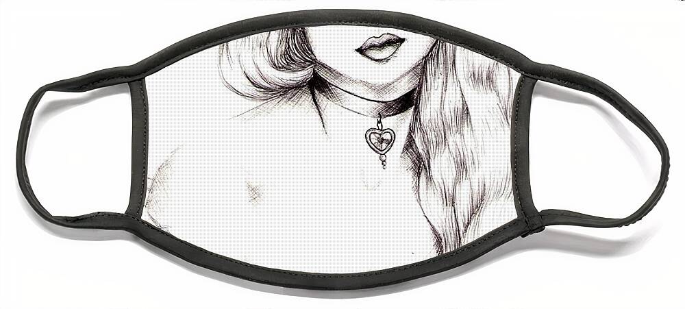 Figure Face Mask featuring the drawing Beauty by Scarlett Royale