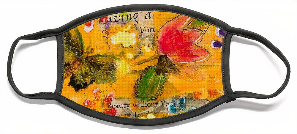 Butterfly Face Mask featuring the mixed media Beauty Without Vanity by Dawn Boswell Burke